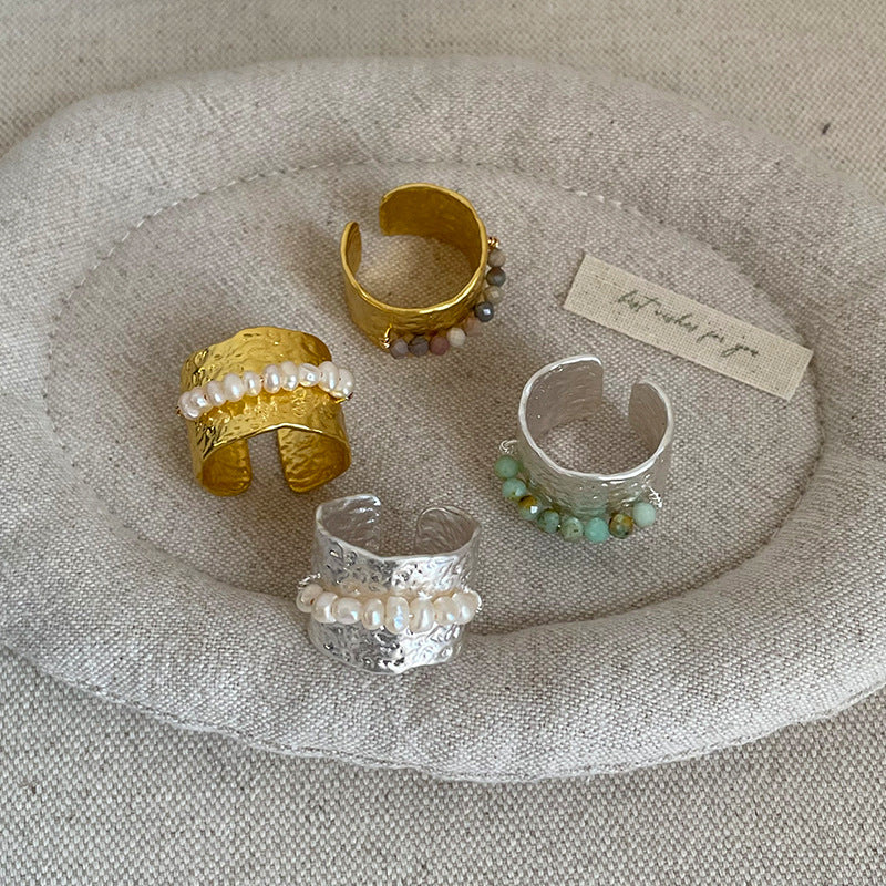 Gold Plated Pearl Open Ring — ring, view 2