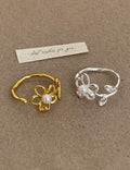 Floral Pearl Open Ring — ring