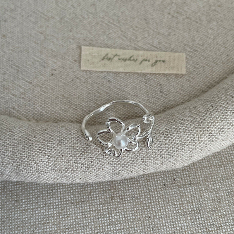Floral Pearl Open Ring — ring, view 5