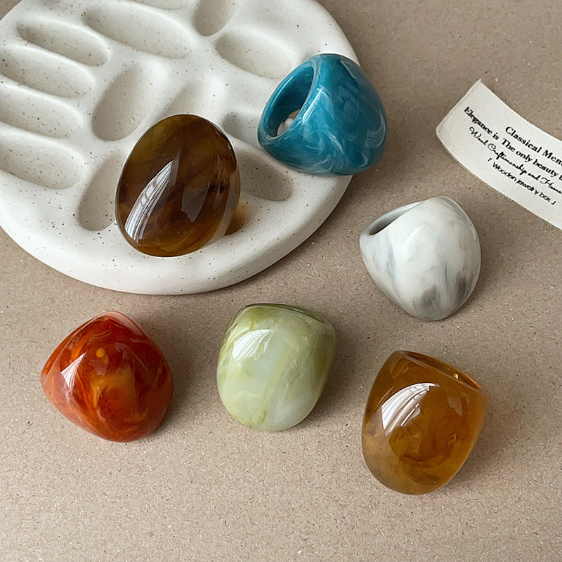 Chunky Marbled Resin Ring — ring, view 2