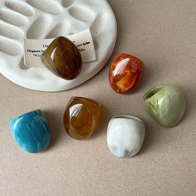 Chunky Marbled Resin Ring — ring, view 3