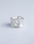 Frosted Wide Hollow Ring — silver ring