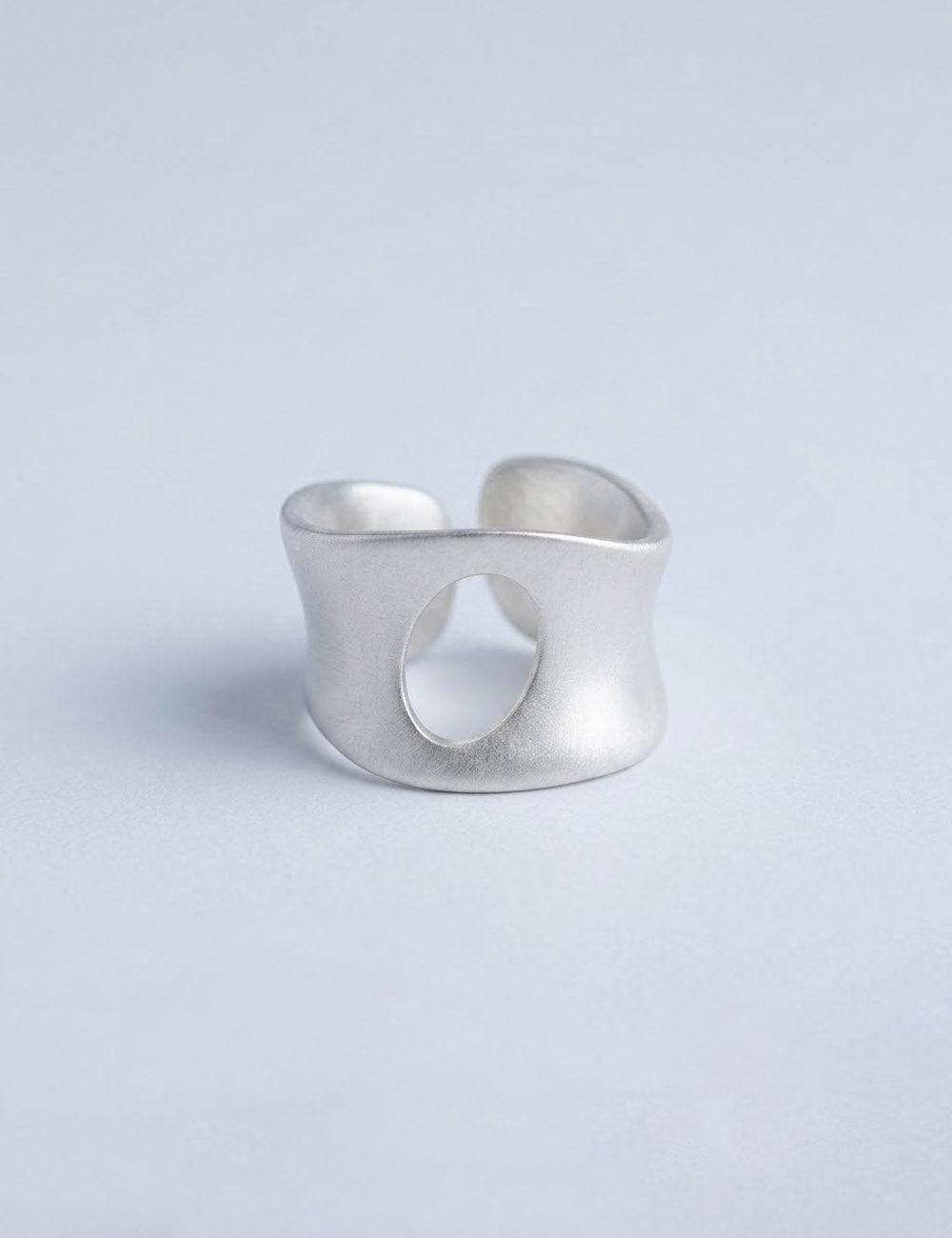 Frosted Wide Hollow Ring — silver ring