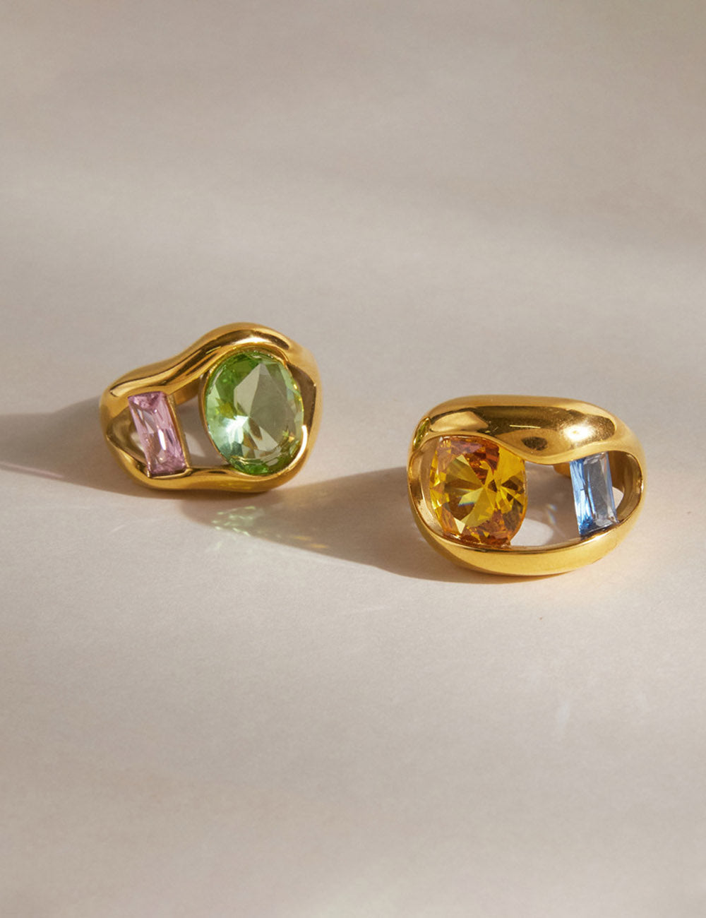 Hollow Cut Zircon Ring — gold ring