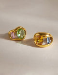 Hollow Cut Zircon Ring — gold ring