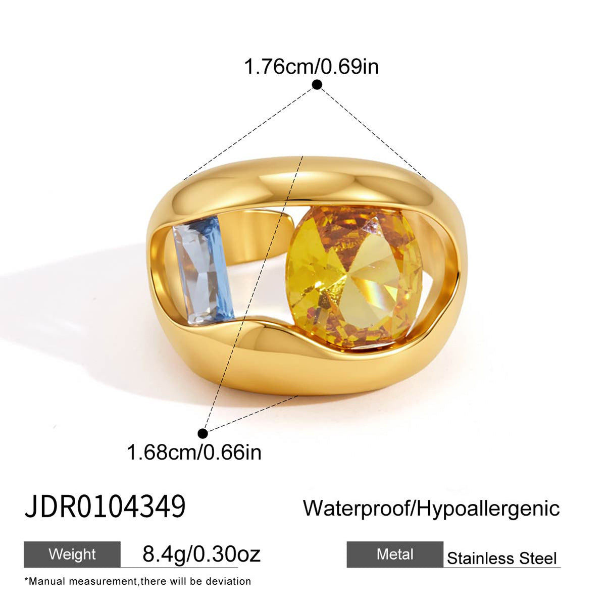 Hollow Cut Zircon Ring — gold ring, view 8