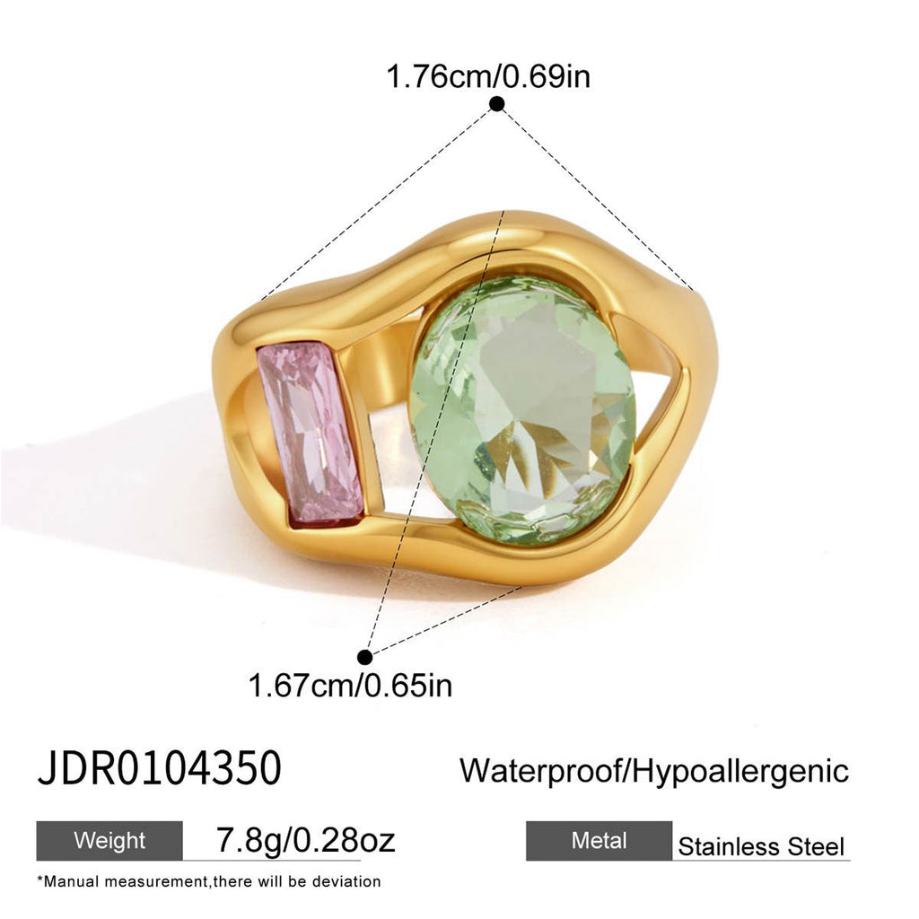 Hollow Cut Zircon Ring — gold ring, view 9