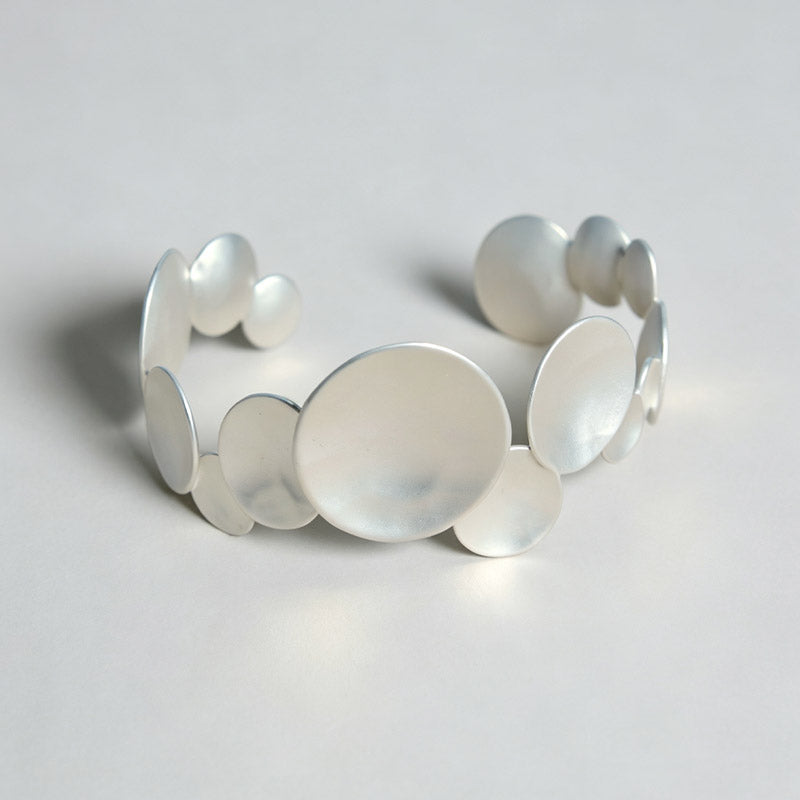 Irregular Disc Open Ring — silver ring, view 2