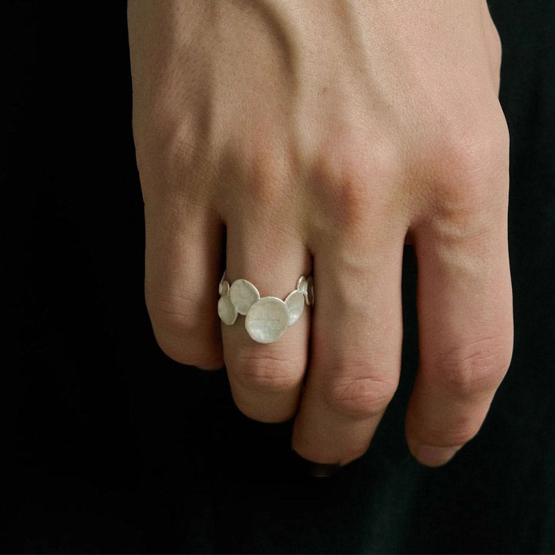 Irregular Disc Open Ring — silver ring, view 3