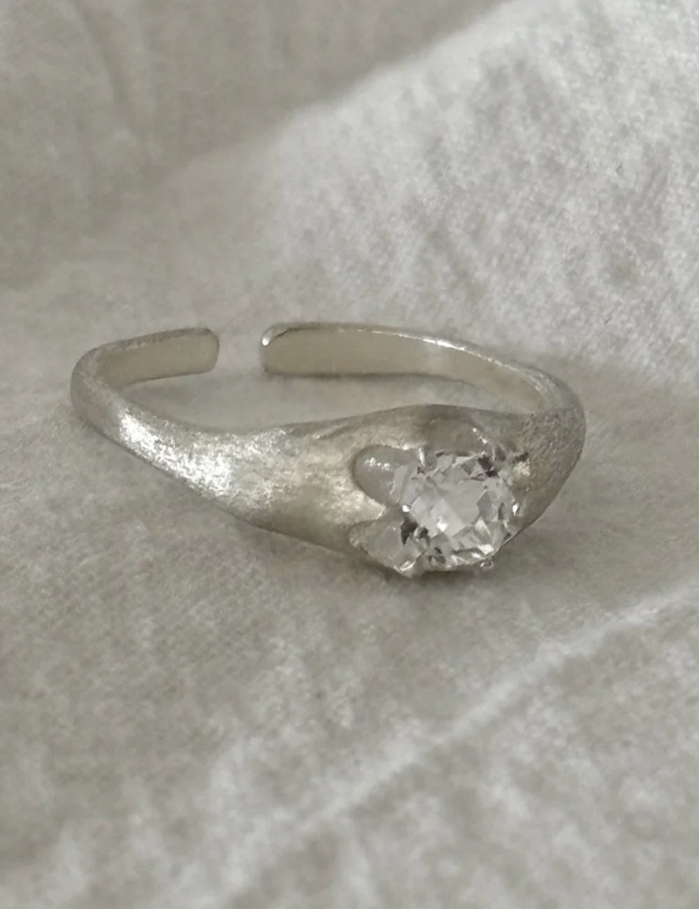 Sparkling Zircon Open Ring — silver ring