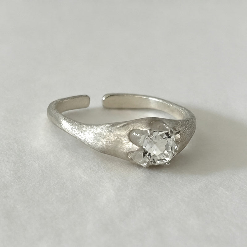 Sparkling Zircon Open Ring — silver ring, view 2