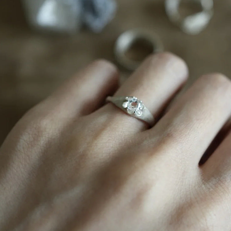 Sparkling Zircon Open Ring — silver ring, view 4