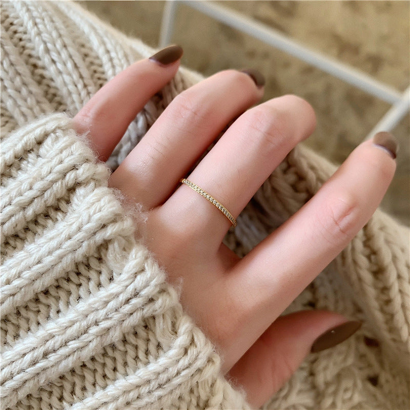 Thin Sparkling Rhinestone Ring — ring, view 5
