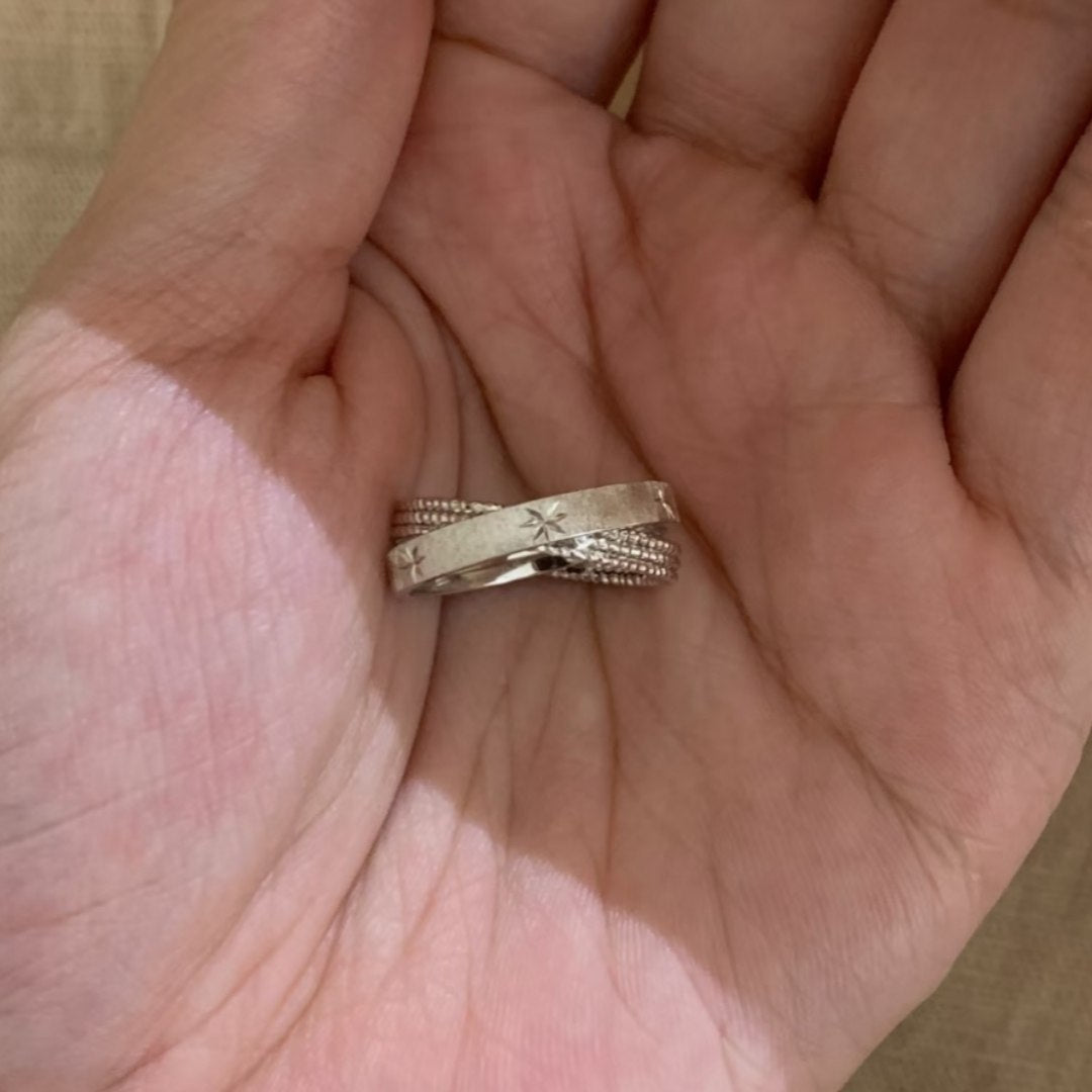 Eight-Point Star Cross Ring — silver ring, view 3