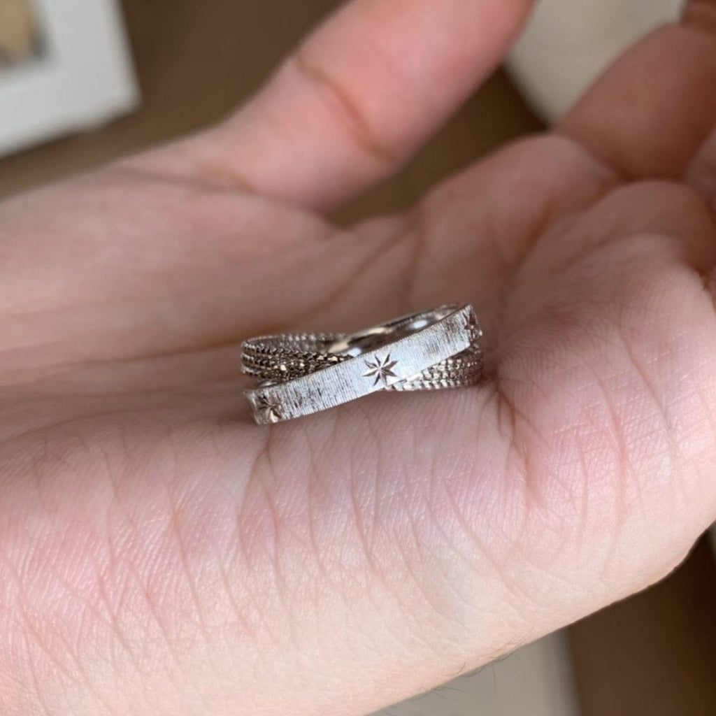 Eight-Point Star Cross Ring — silver ring, view 4