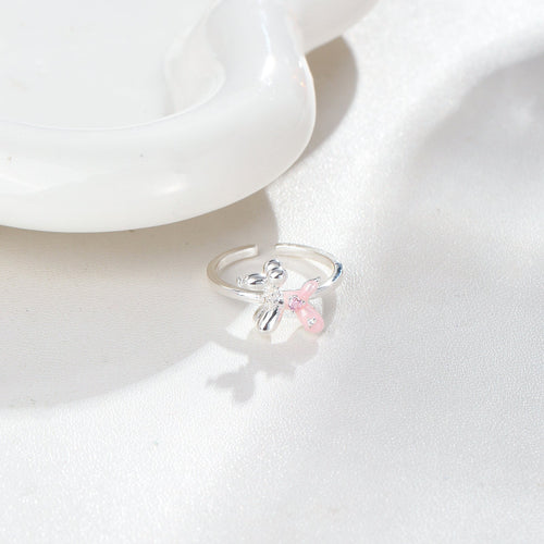 3D Animal Shape Open Ring — silver ring, view 2