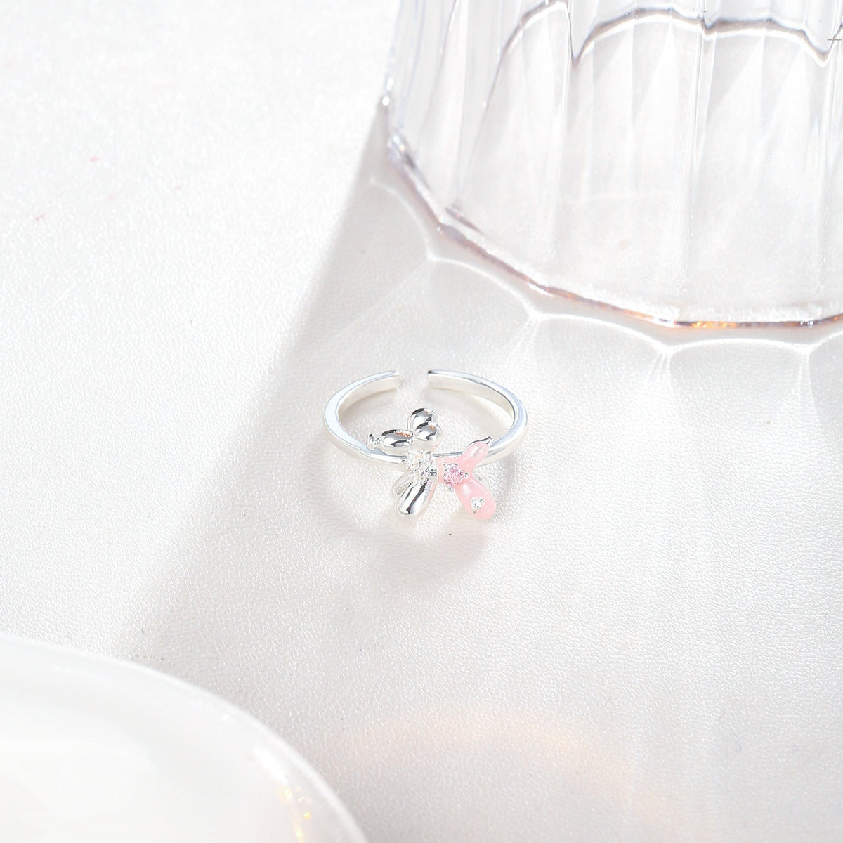 3D Animal Shape Open Ring — silver ring, view 3