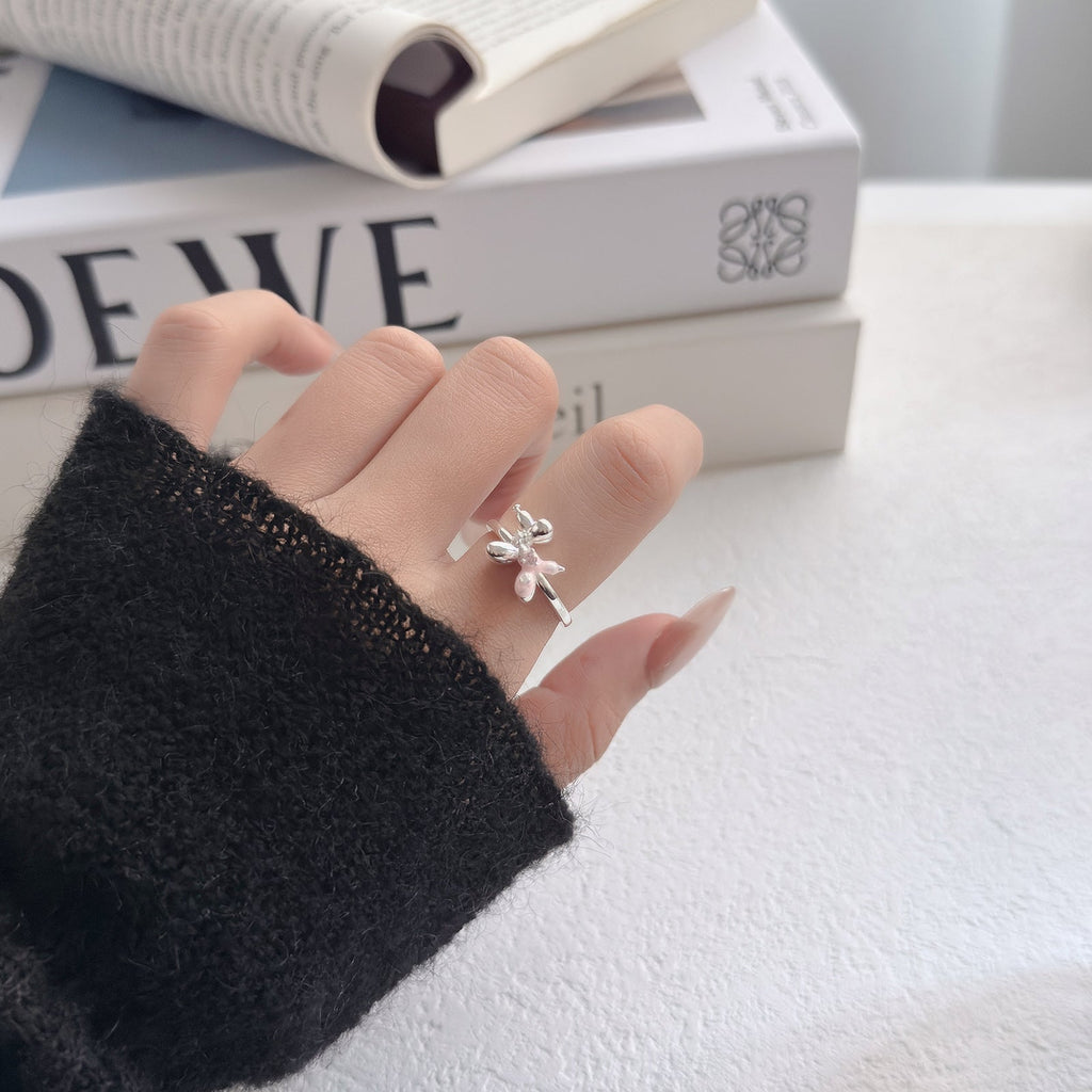 3D Animal Shape Open Ring — silver ring, view 4