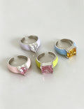Enamel Heart Rhinestone Ring — ring