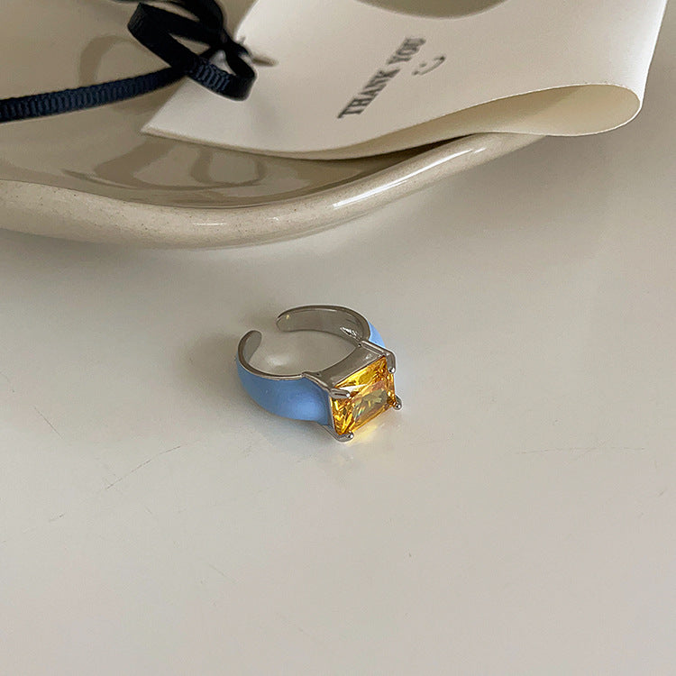 Enamel Heart Rhinestone Ring — ring, view 6