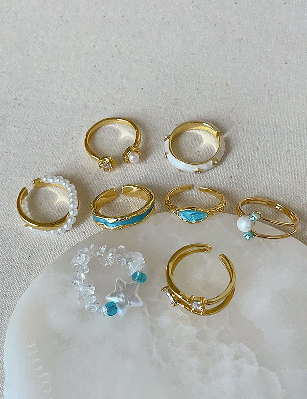Pearl Rhinestone Open Ring — ring