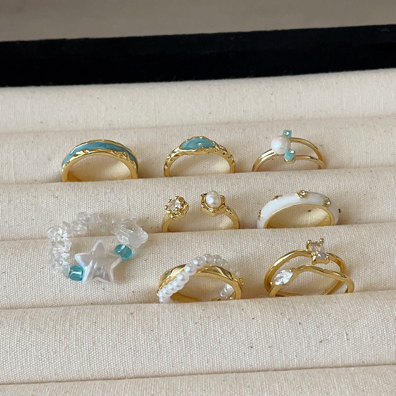 Pearl Rhinestone Open Ring — ring, view 2