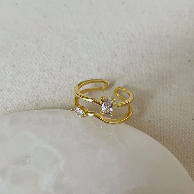 Pearl Rhinestone Open Ring — ring, view 5