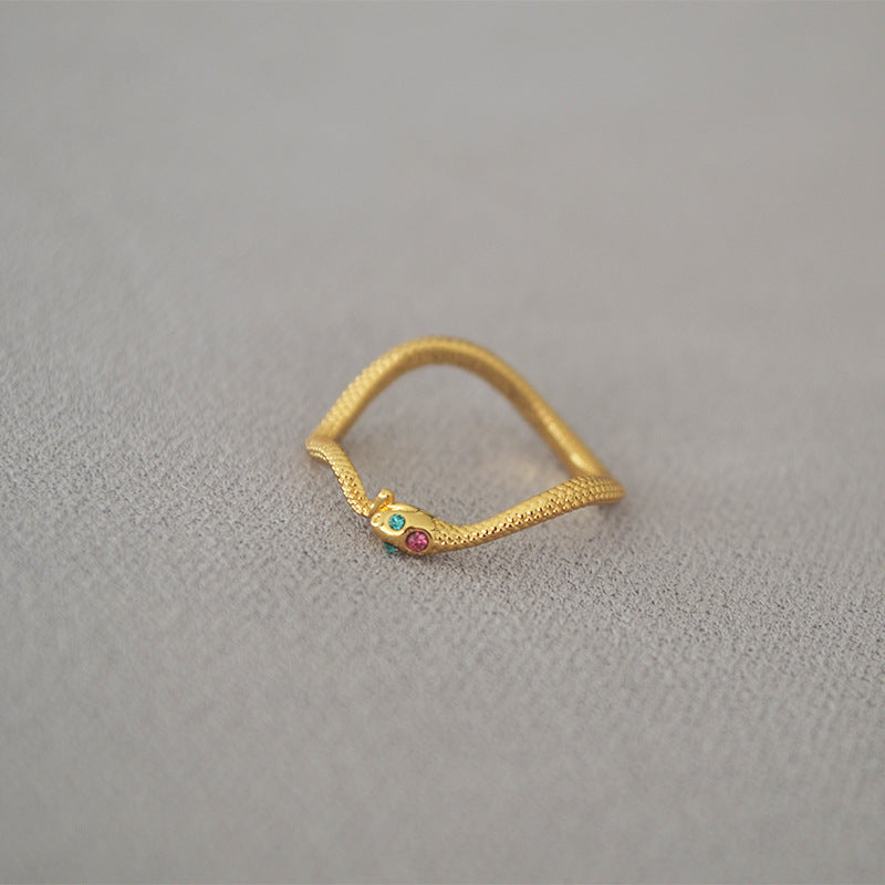 Woven Snake Shape Ring — gold ring, view 2