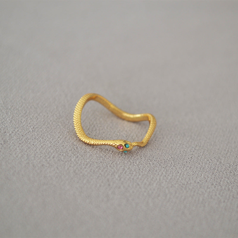 Woven Snake Shape Ring — gold ring, view 3