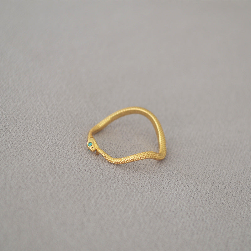 Woven Snake Shape Ring — gold ring, view 4