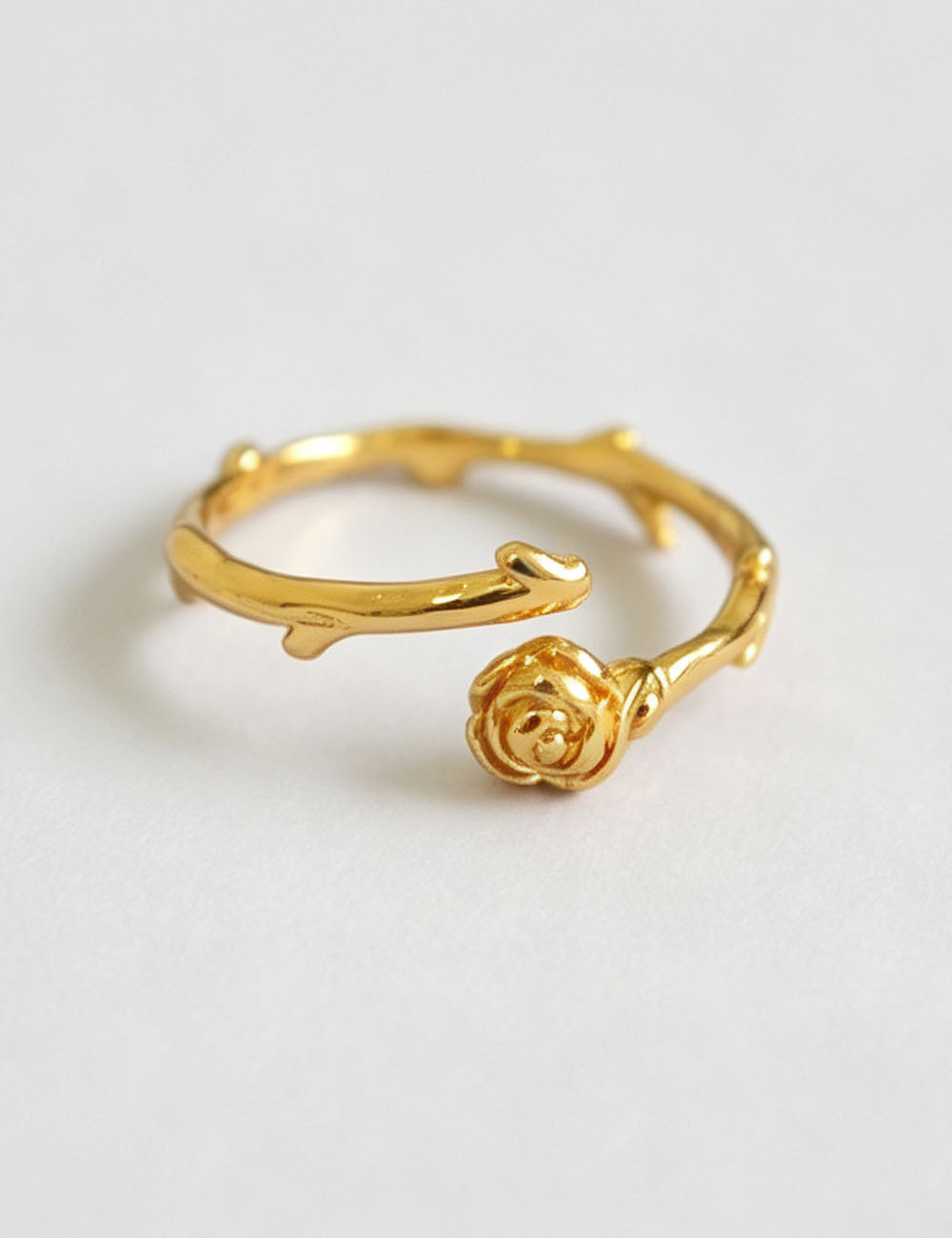 Gold-Tone Rose Open Ring — gold ring