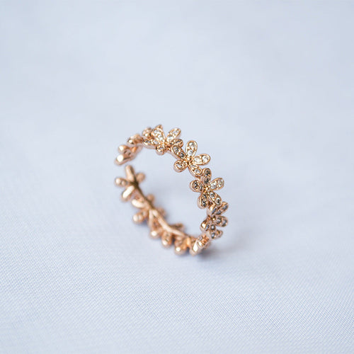 3D Daisy Zircon Open Ring — gold ring, view 2