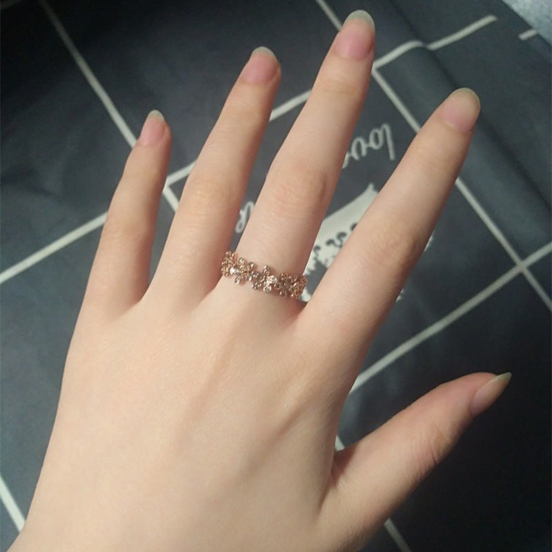 3D Daisy Zircon Open Ring — gold ring, view 5