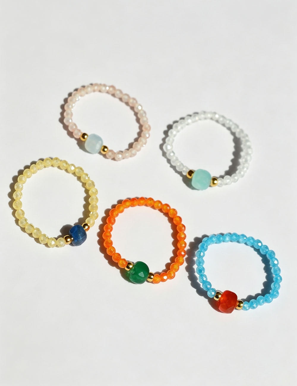 Beaded Chain Colour Block Ring — ring