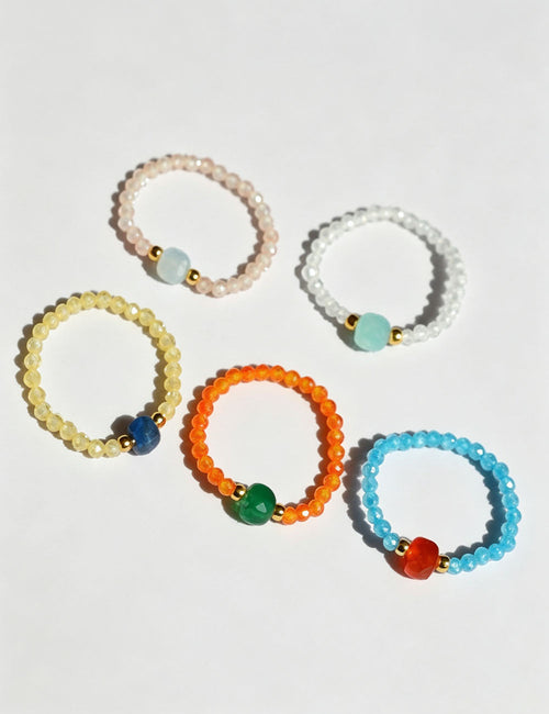 Beaded Chain Colour Block Ring — ring