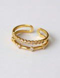 Gold-Plated Double Layer Zircon Ring — gold ring