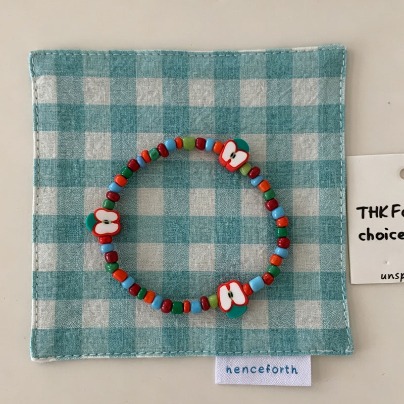 Apple Charm Beaded Bracelet — bracelet, view 3
