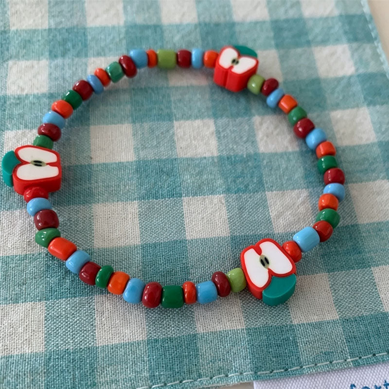 Apple Charm Beaded Bracelet — bracelet, view 4