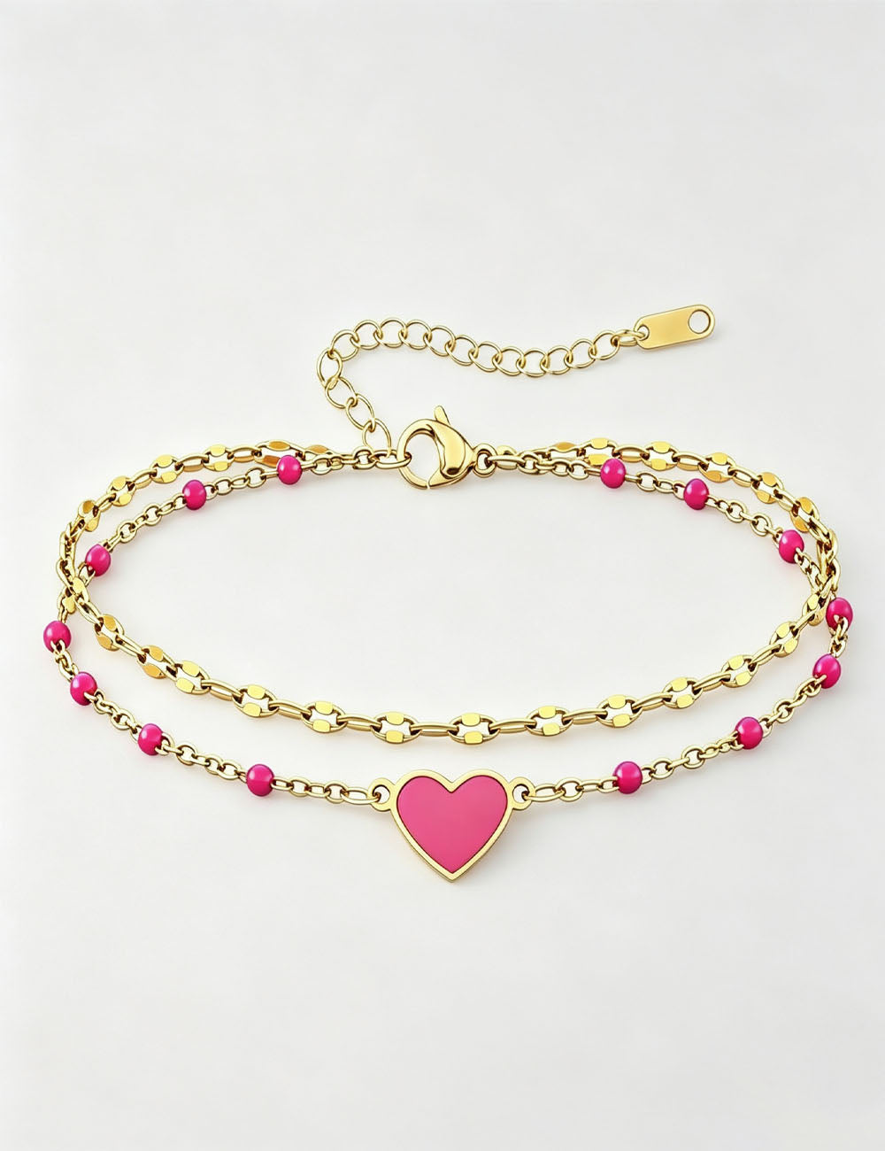 Enamel Heart Charm Bracelet — gold bracelet