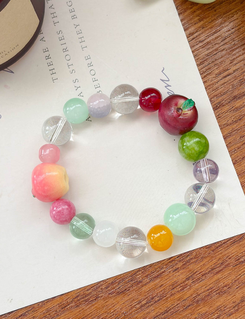 Apple Charm Beaded Chain Bracelet — colorful bracelet