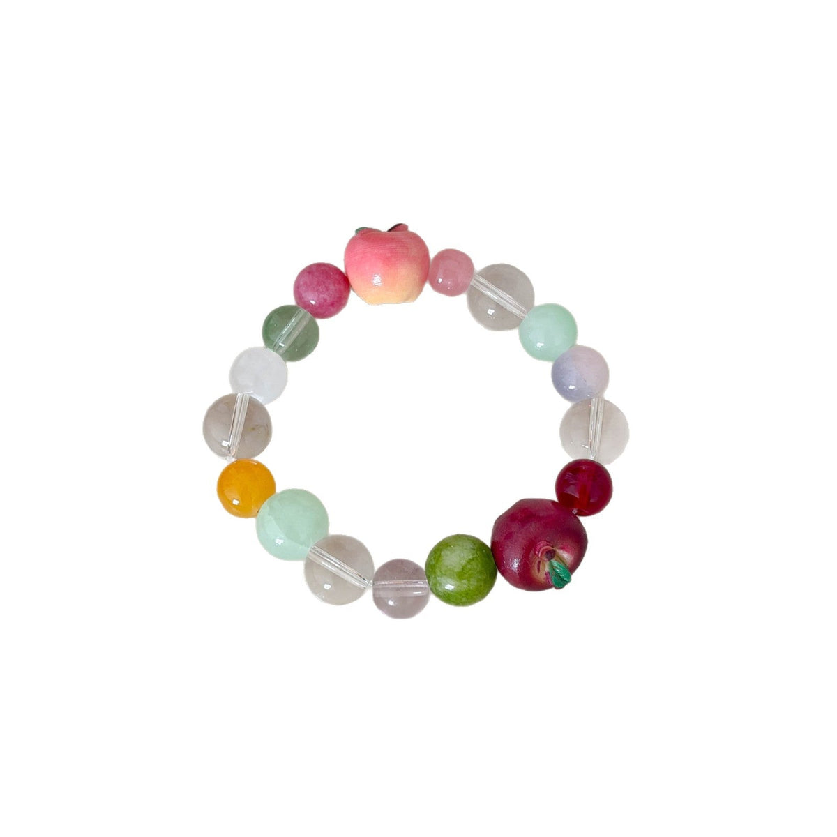 Apple Charm Beaded Chain Bracelet — colorful bracelet, view 5