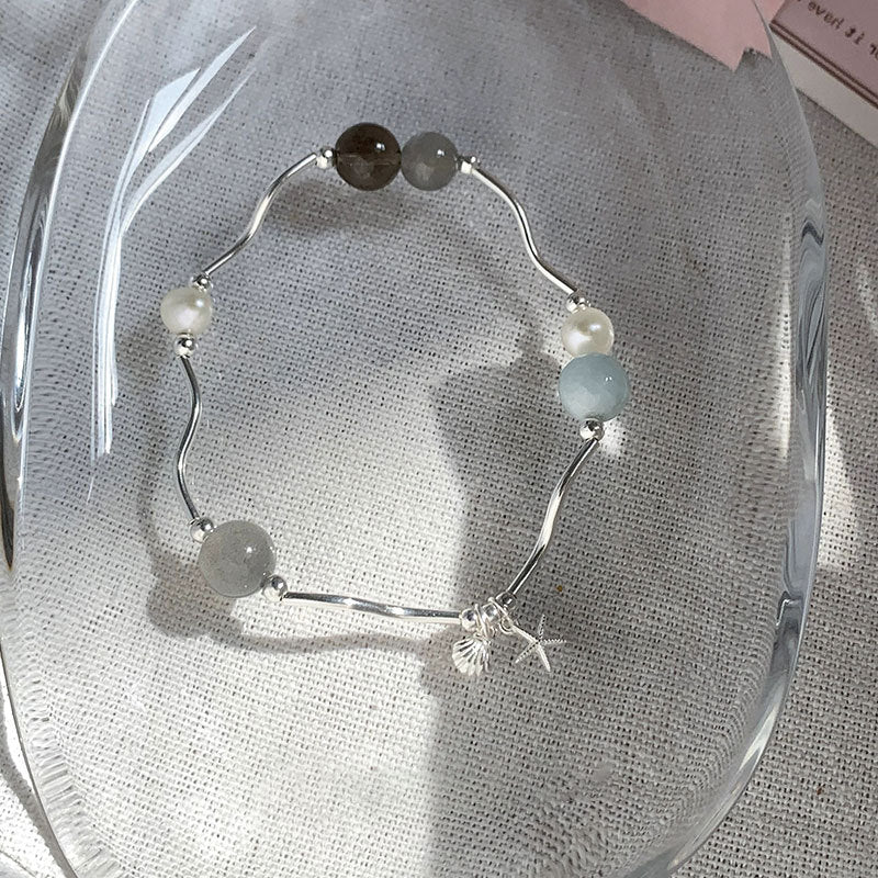 Starfish Pendant Stretch Bracelet — silver bracelet, view 2