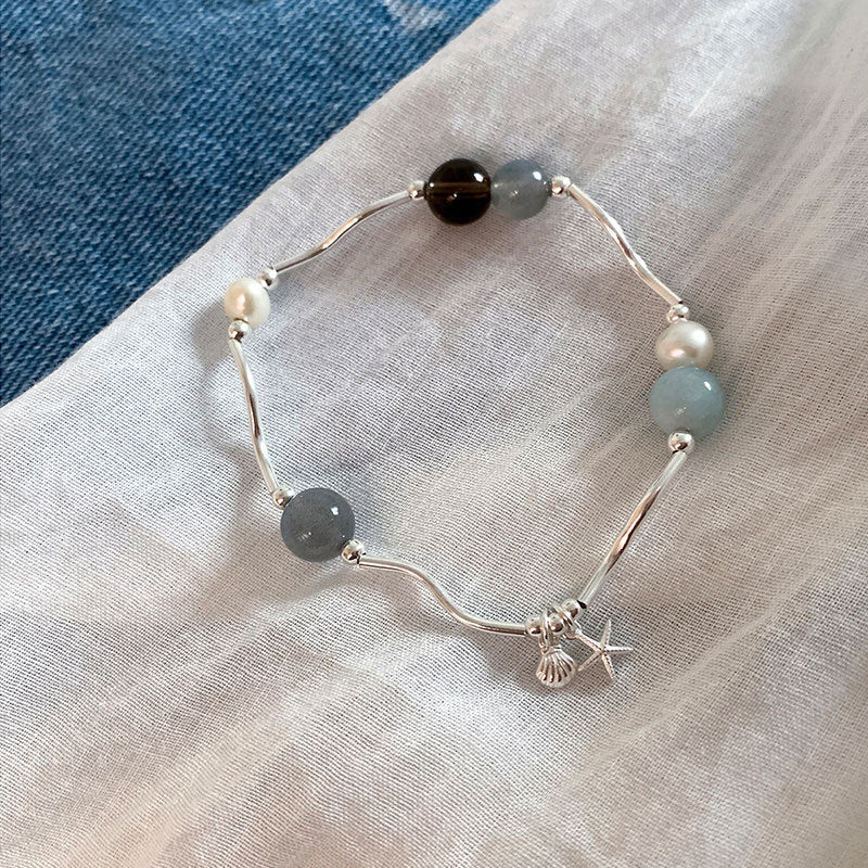 Starfish Pendant Stretch Bracelet — silver bracelet, view 3