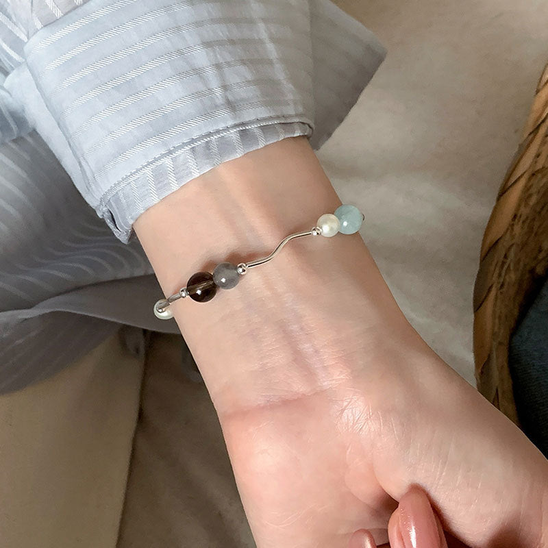 Starfish Pendant Stretch Bracelet — silver bracelet, view 6