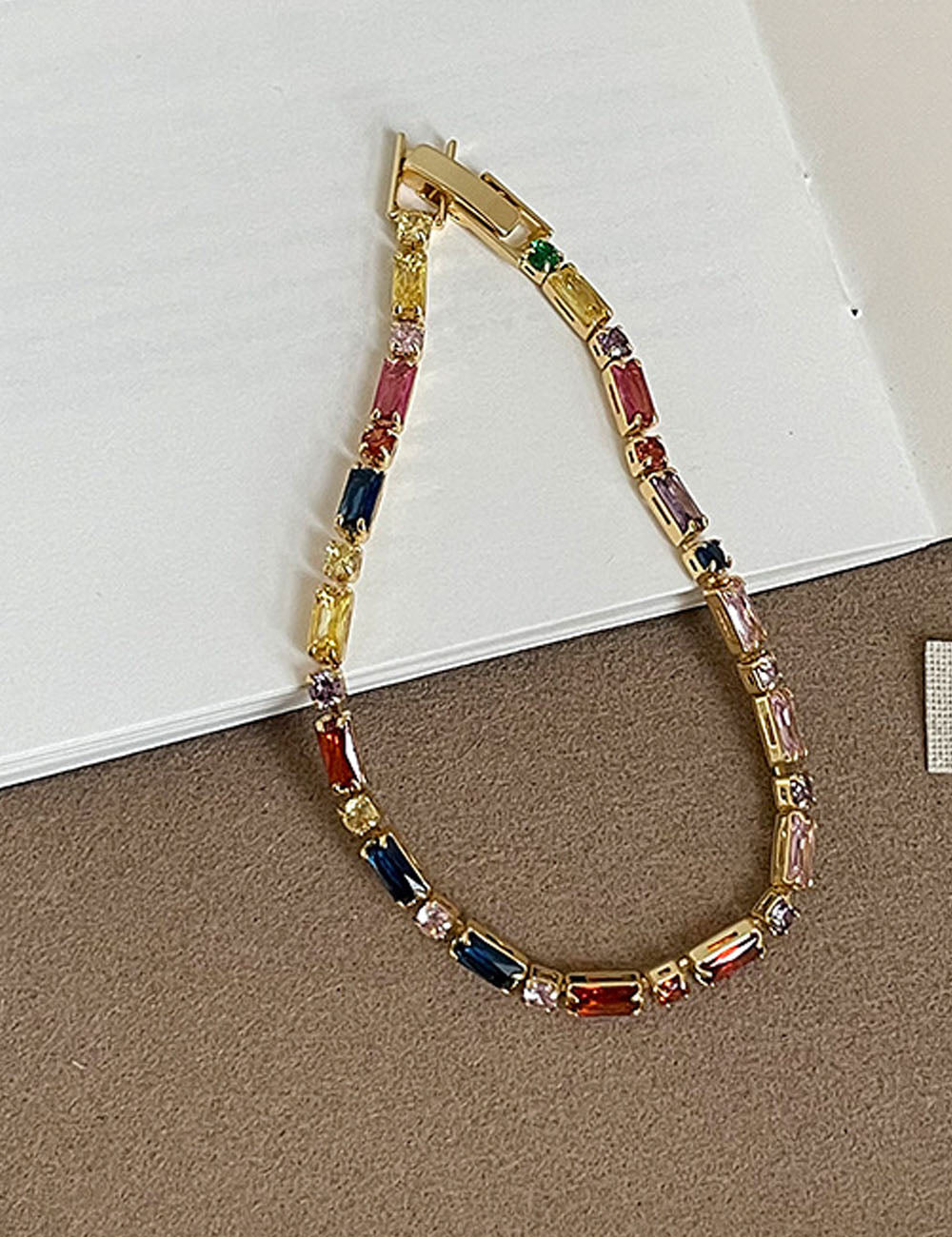 Cubic Zirconia Colourful Link Bracelet — colorful bracelet
