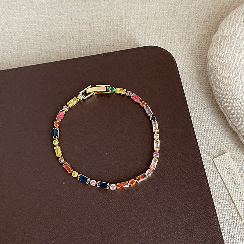 Cubic Zirconia Colourful Link Bracelet — colorful bracelet, view 2