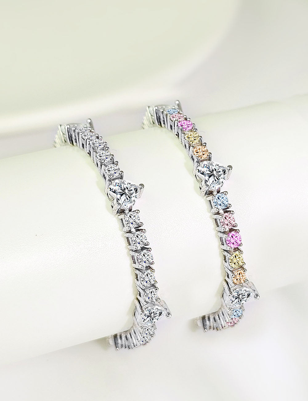 Colourful Heart Rhinestone Bracelet — white bracelet
