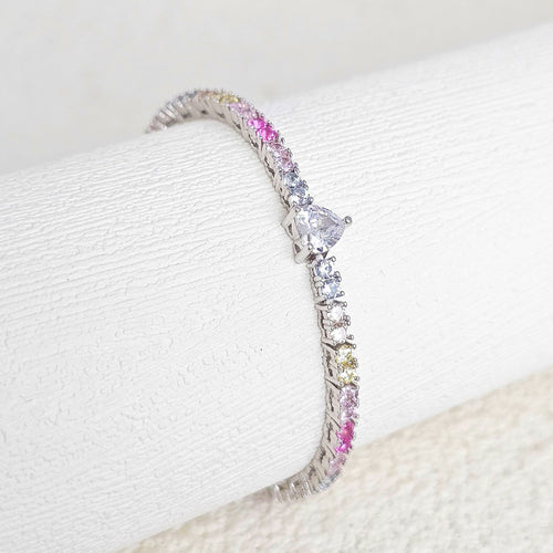 Colourful Heart Rhinestone Bracelet — white bracelet, view 2