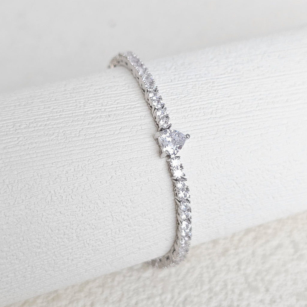 Colourful Heart Rhinestone Bracelet — white bracelet, view 3