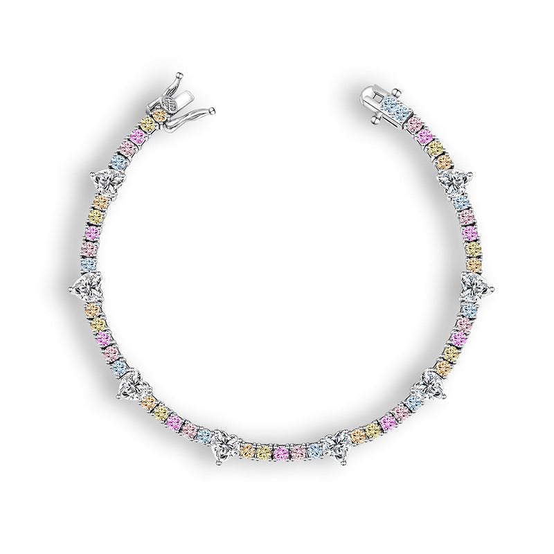 Colourful Heart Rhinestone Bracelet — white bracelet, view 4